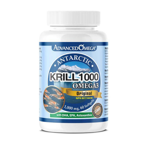 AdvancedOmega Antarctic Krill Oil 1000mg with DHA, EPA, Astaxanthin 60 softgels