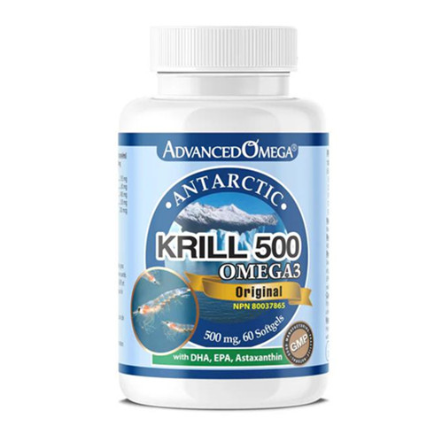 AdvancedOmega Antarctic Krill Oil 500mg with DHA, EPA, Astaxanthin 60 softgels