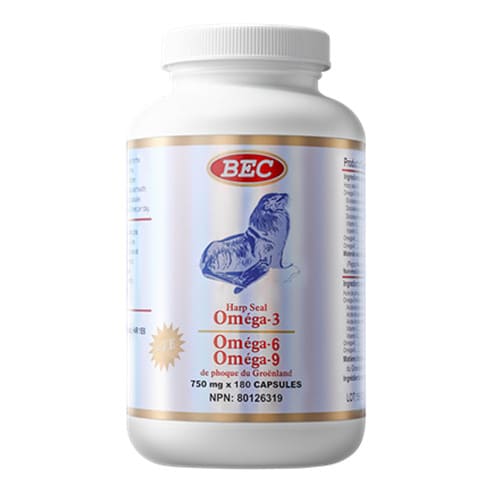 BEC Harp Seal Oil Omega-3 with Vitamin E 750mg 180 capsules
