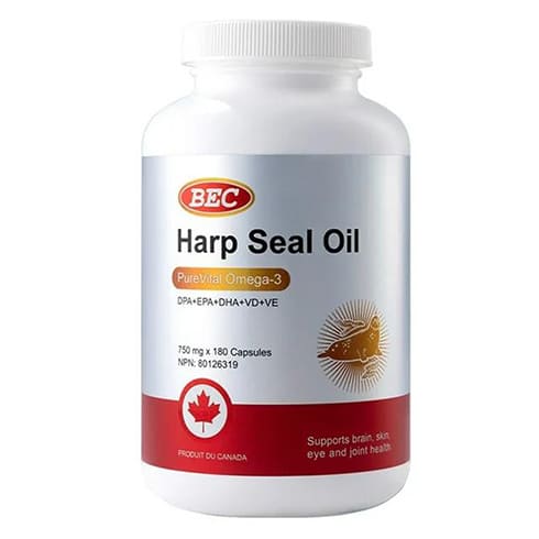 BEC Harp Seal Oil PureVital Omega-3 750mg 180caps