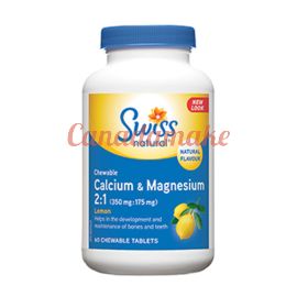 Swiss Naturals Calcium & Magnesium Natural Lemon 350mg/175mg 60chewable tablets