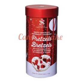 Saxon Chocolates Peppermint Cranberry Pretzels Tin 8pcs 225g