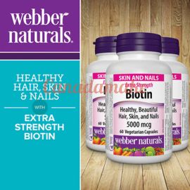 webber naturals Biotin 5000 mcg Vegetarian Capsules 60 count 3 pack