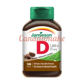 Jamieson Vitamin D Chewable 1000 IU 25 mcg Chocolate 100 tablets