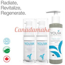 Youva Daily Revitalizing Trio: Organic Cleanser, Organic Serum and Organic Anti-aging Eye-cream