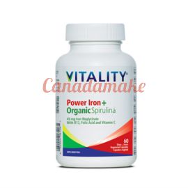 VITALITY Power Iron + Organic Spirulina 60 Capsules