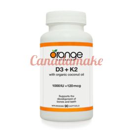 Orange Vitamin D3 1000 IU And K2120 mcg With Organic Coconut Oil 90 sotfgel