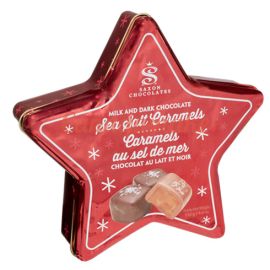 Saxon Milk and Dark Chocolate Salted Caramels Star Tin 9pcs 126g