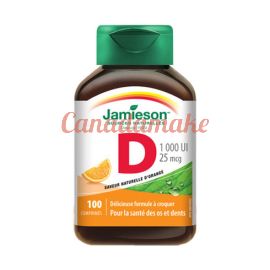 Jamieson Vitamin D Chewable 1000 UI 25 mcg tangy orange 100 tablets