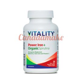 VITALITY Power Iron + Organic Spirulina 30 Capsules