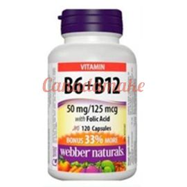 Webber Naturals B6, B12 with Folic Acid 120 Capsules