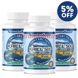 AdvancedOmega® Antarctic Krill Oil 500mg with DHA, EPA, Astaxanthin (60 Softgels)(3 Pack)