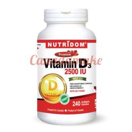 Nutridom Vitamin D3 2500IU with MCT Oil 240 Softgels