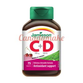 Jamieson Vitamin C Chewable 500mg + D 500IU 75tablets