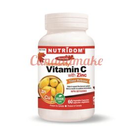 Nutridom Timed-Release Vitamin C with Zinc Bisglycinate and Copper 60 Veggie Capsules