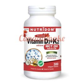 Nutridom Vitamin D3+K2 with MCT Oil 300  Softgels