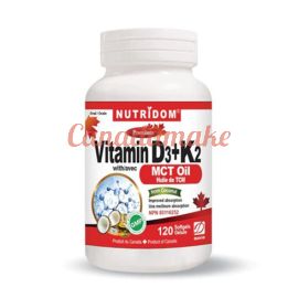 Nutridom Vitamin D3+K2 with MCT Oil 120  Softgels