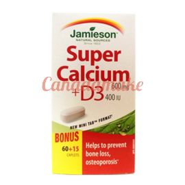 Jamieson Super Calcium with Vitamin D 400IU 600mg 75tablets