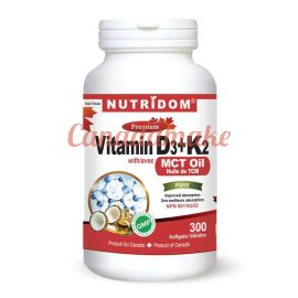 Nutridom Vitamin D3+K2 with MCT Oil 300 Count